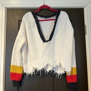 Wild Fox V-neck crop crochet sweater